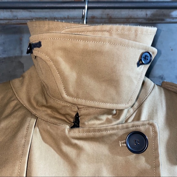 Sandro Camel Double Breasted Belted Trench Coat